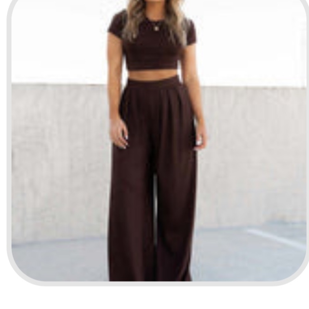 cute chocolate brown two piece set